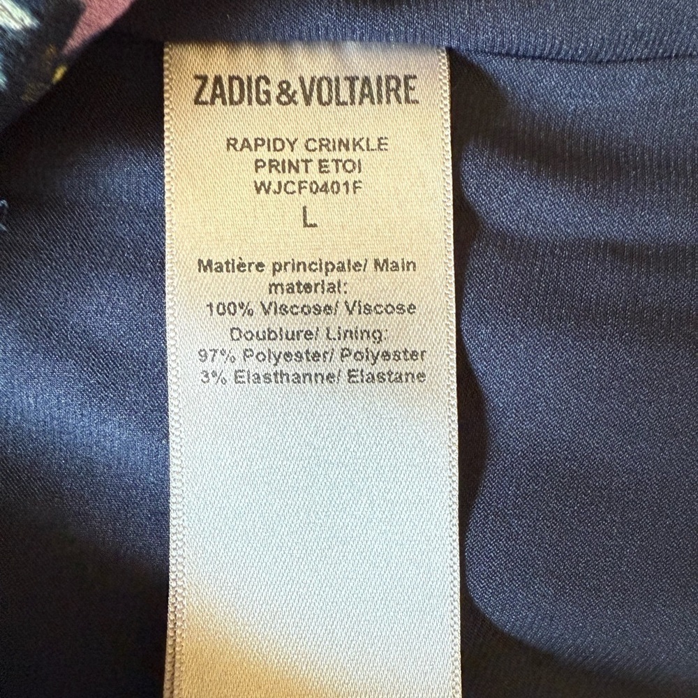 Zadig & Voltaire Lightweight Chiffon Rapidy Crinkle Print Etoiles Dress Sz L NWT - Picture 11 of 11